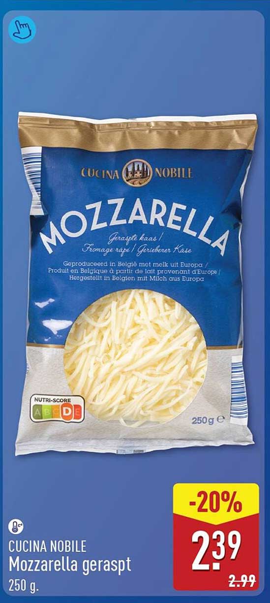 CUCINA NOBILE Mozzarella geraspt 250 g -20%