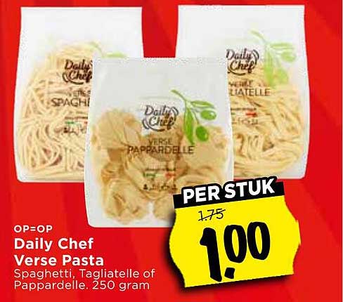 Daily Chef Verse Pasta Spaghetti, Tagliatelle of Pappardelle. 250 gram PER STUK