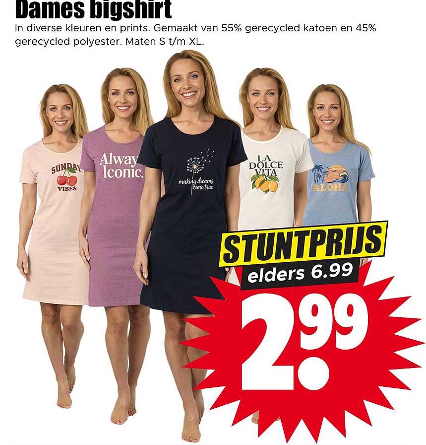 Dames bijshirt STUNTPRIJS elders 6.99