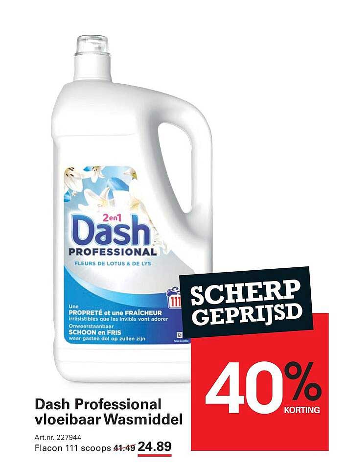 Dash Professional vloeibaar Wasmiddel 40% korting