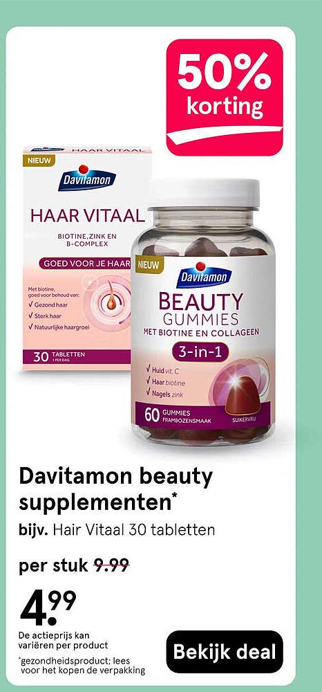 Davitamon beauty supplementen* 50% korting