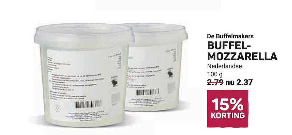 De Buffelmakers BUFFEL-MOZZARELLA Nederlandse 100 g 15% KORTING