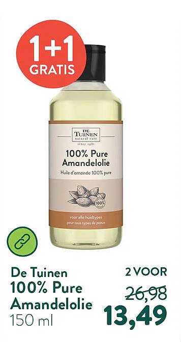 De Tuinen 100% Pure Amandelolie 150 ml 1+1 gratis