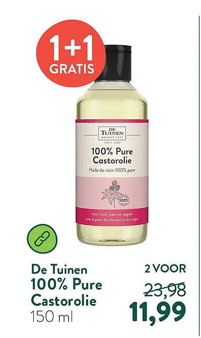 De Tuinen 100% Pure Castorolie 150 ml 1+1 GRATIS