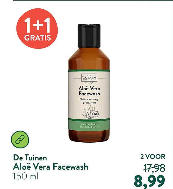 De Tuinen Aloë Vera Facewash 150 ml 1+1 GRATIS
