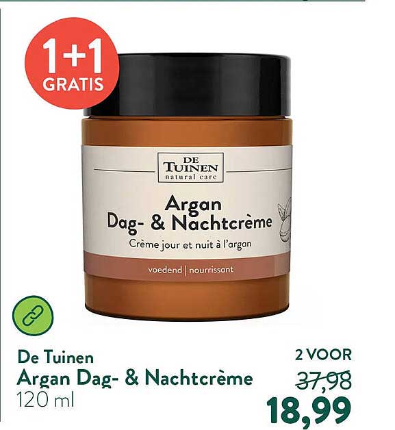 De Tuinen Argan Dag- & Nachtcrème 1+1 GRATIS