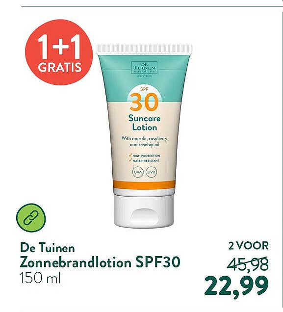 De Tuinen Zonnebrandlotion SPF30 150 ml 1+1 GRATIS