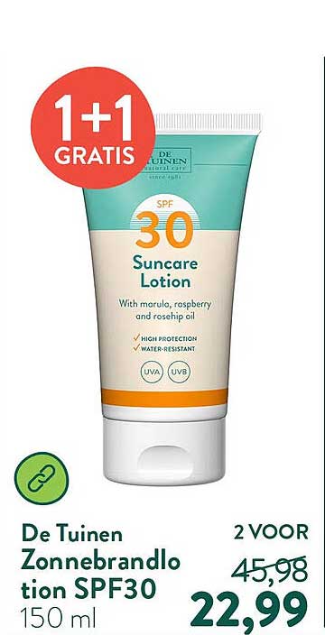 De Tuinen Zonnebrandlotion SPF30 150 ml 1+1 GRATIS