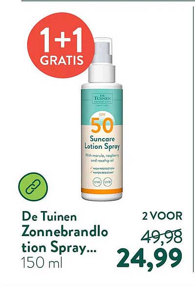 De Tuinen Zonnebrandlotion Spray... 150 ml 1+1 GRATIS