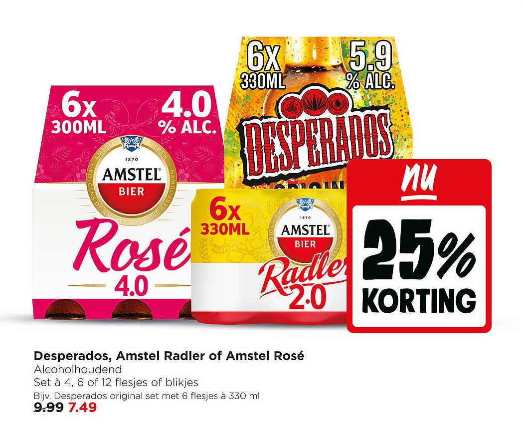 Desperados, Amstel Radler of Amstel Rosé 25% korting