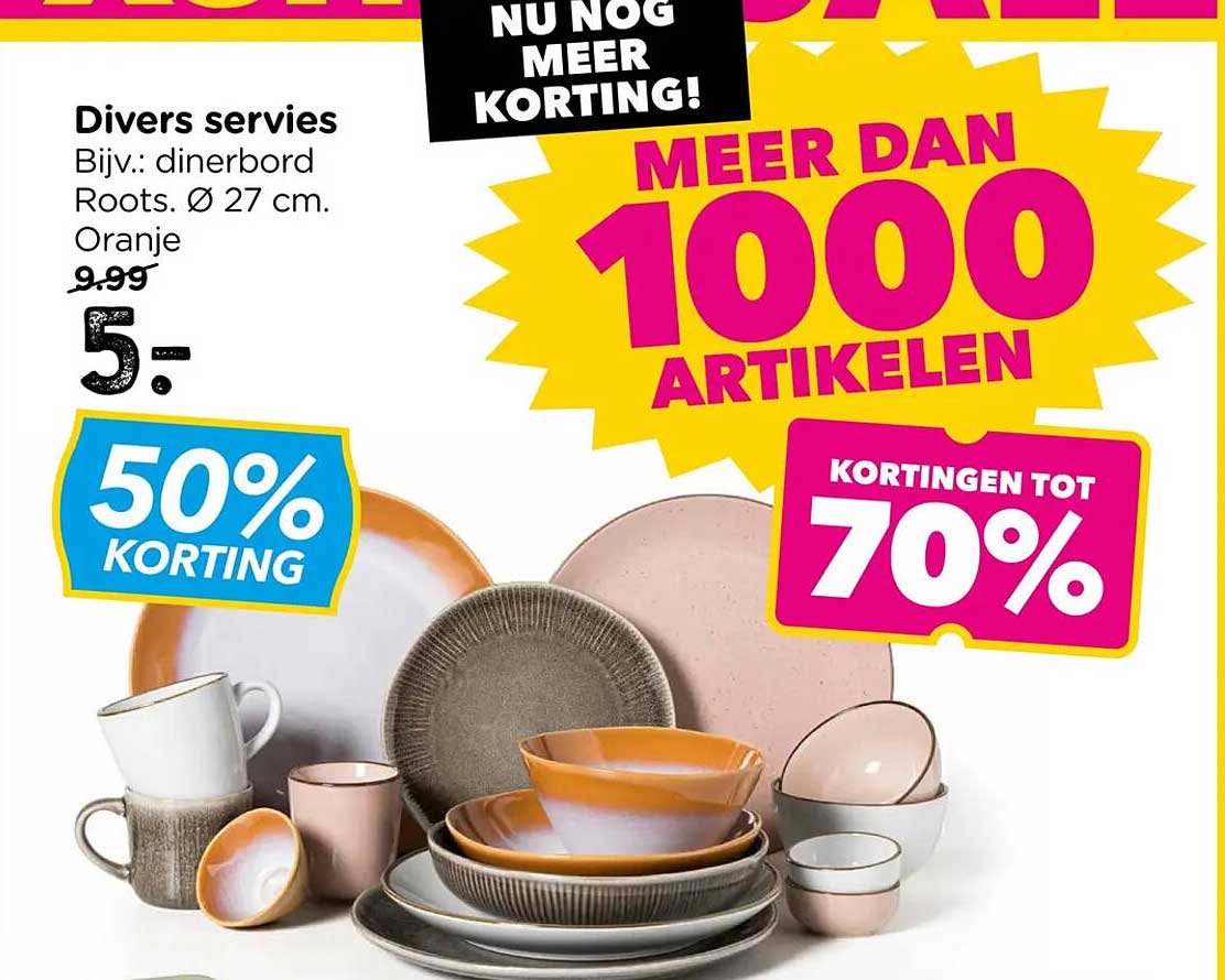 Divers servies Bijv.: dinerbord Roots, Ø 27 cm. Oranje