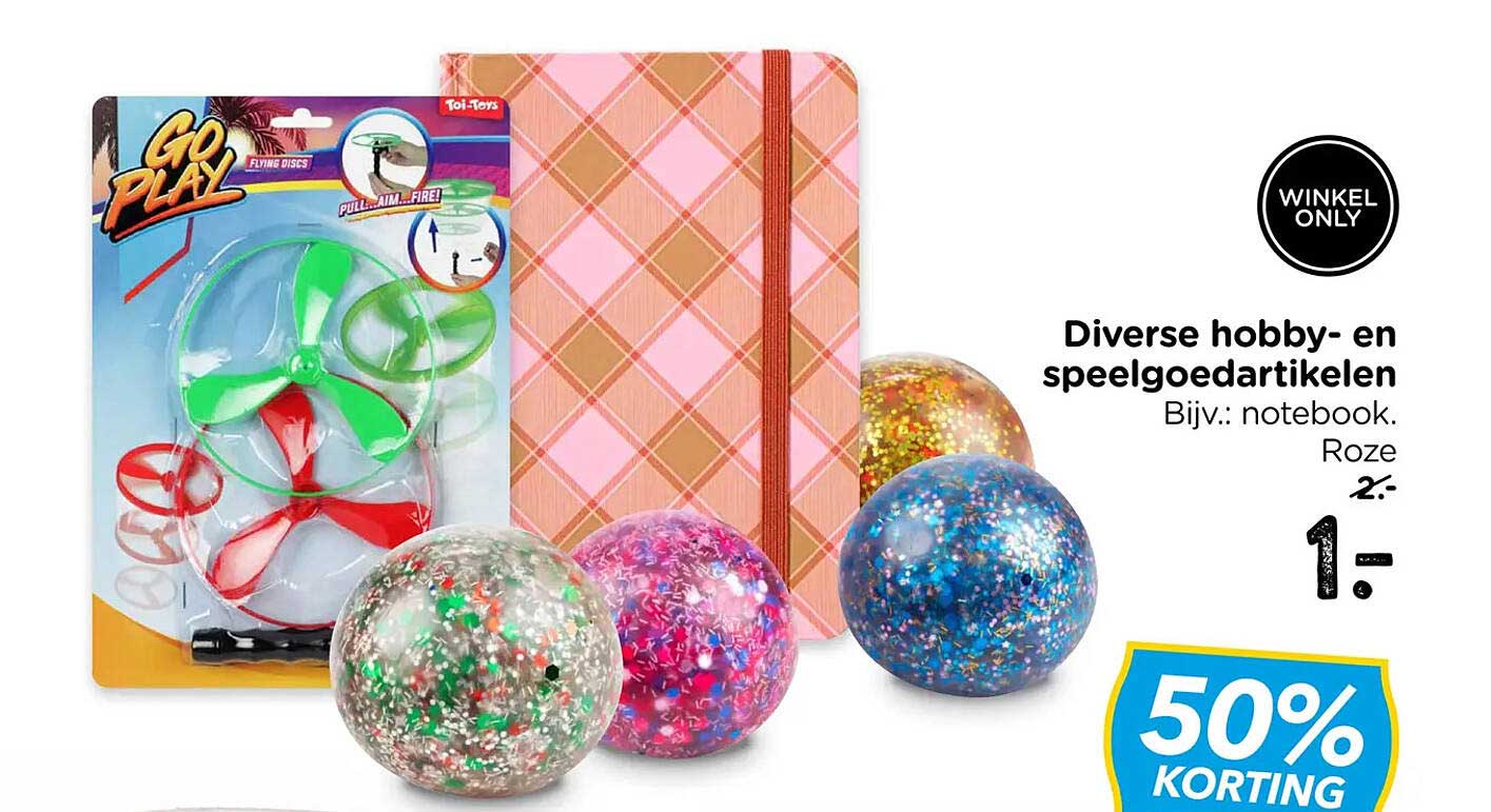Diverse hobby- en speelgoedartikelen Bijv.: notebook. Roze 50% KORTING