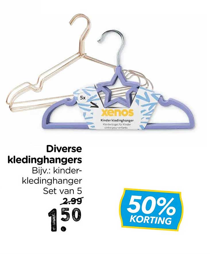 Diverse kledinghangers Bijv.: kinder-kledinghanger Set van 5 50% KORTING