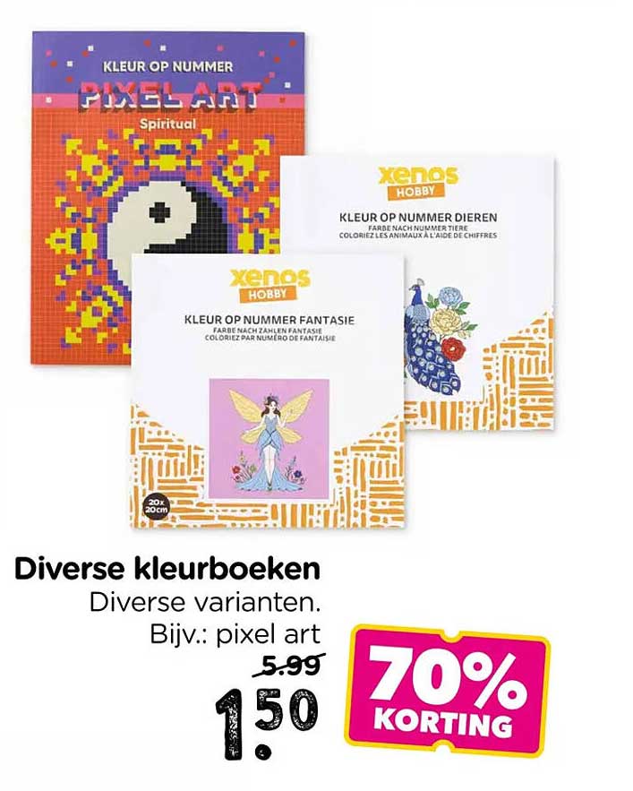 Diverse kleurboeken Diverse varianten. Bijv.: pixel art 70% KORTING