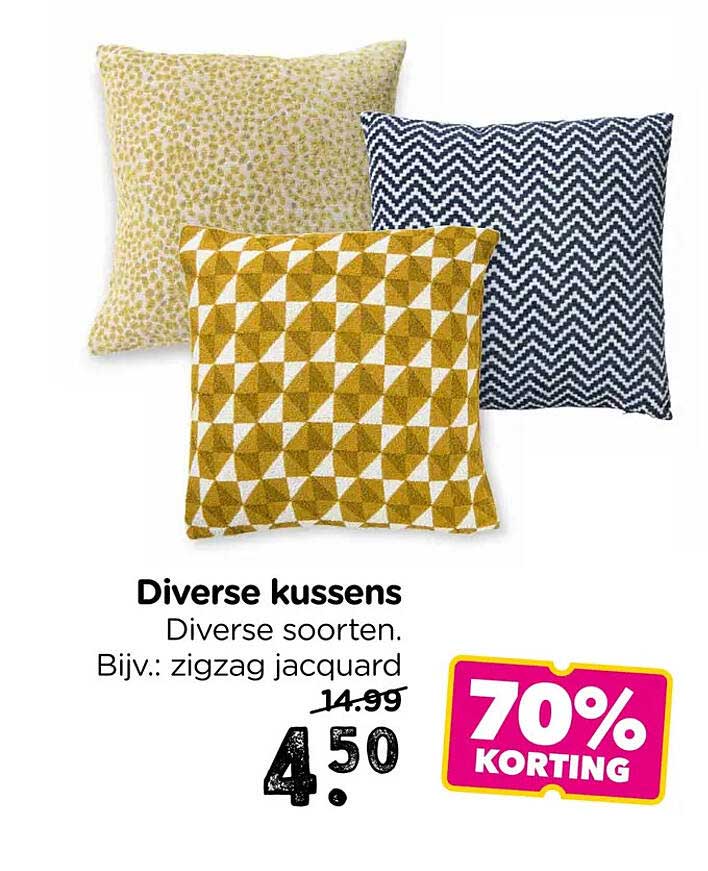 Diverse kussens Diverse soorten. Bijv.: zigzag jacquard 70% KORTING