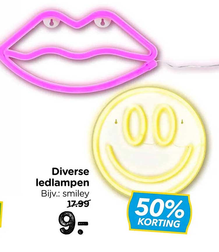 Diverse ledlampen Bijv.: smiley 50% KORTING