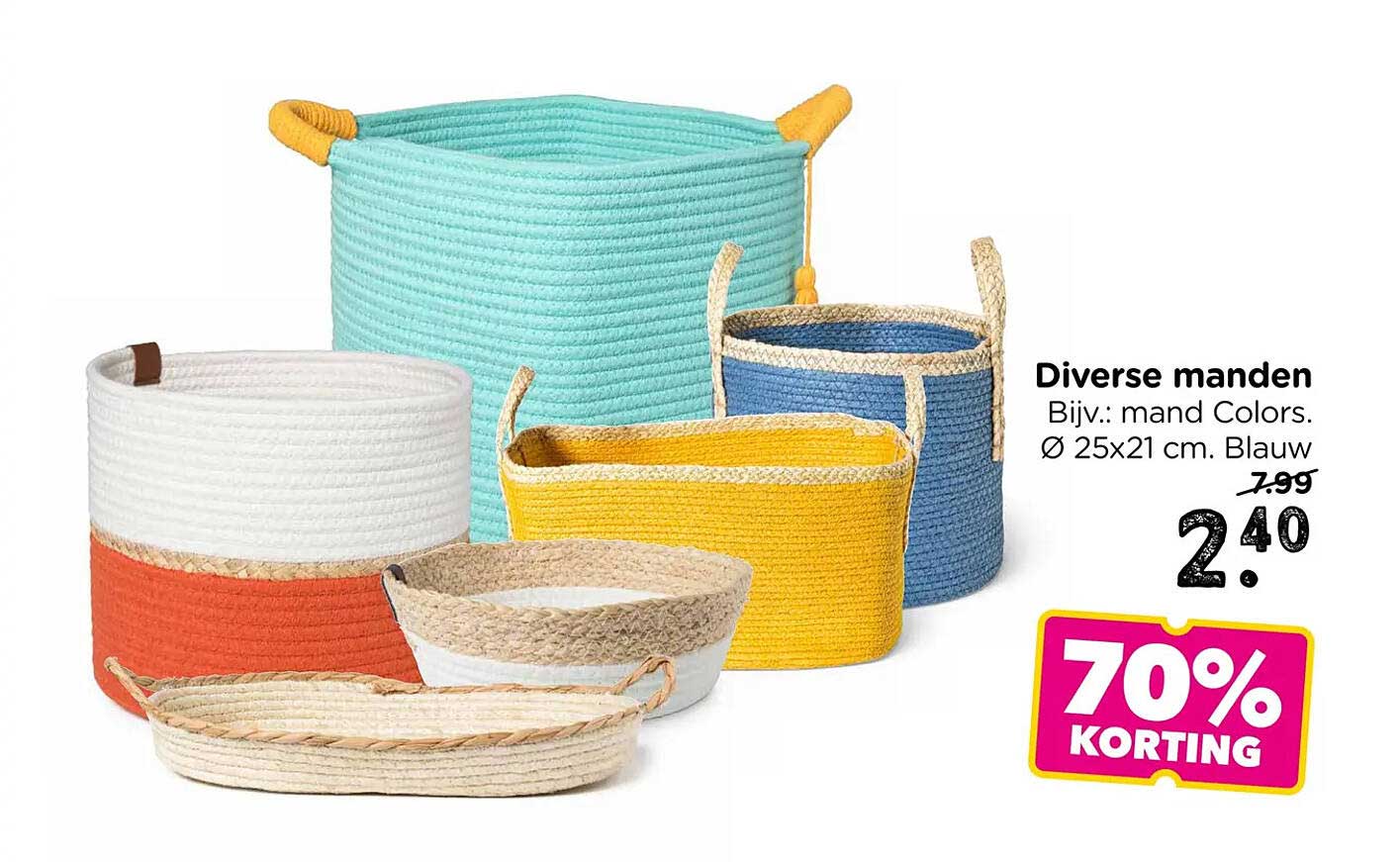 Diverse manden Bijv.: mand Colors. Ø 25x21 cm. Blauw