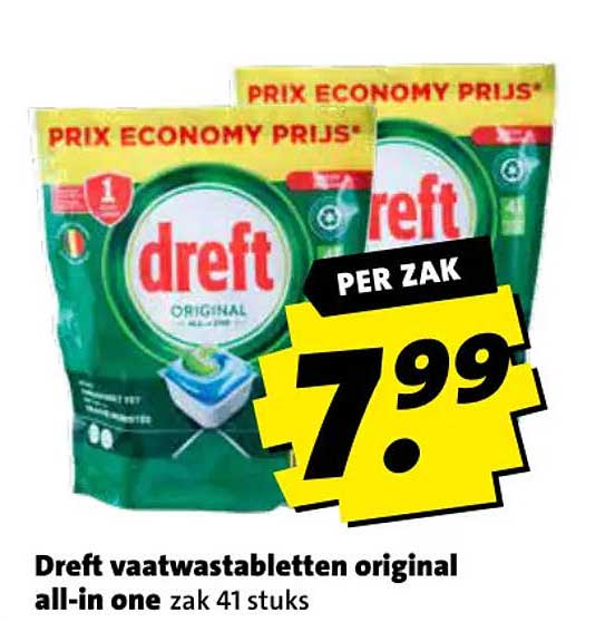 Dreft vaatwastabletten original all-in one zak 41 stuks