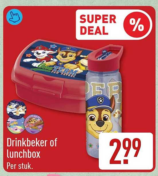 Drinkbeker of lunchbox Per stuk. SUPER DEAL