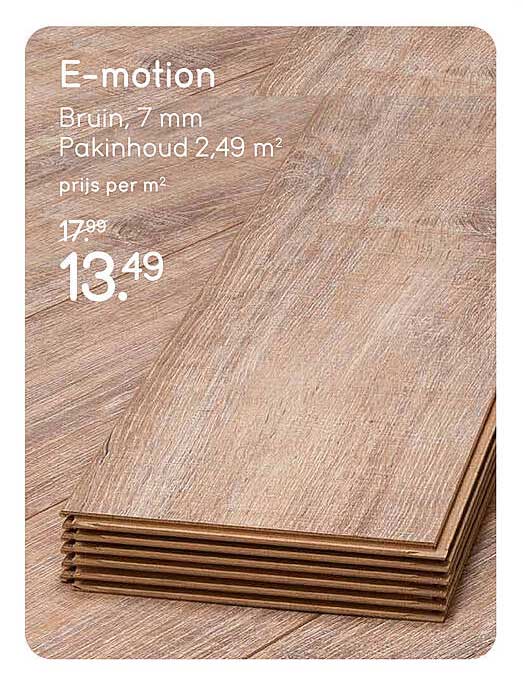 E-motion Bruin, 7 mm Pakinhoud 2,49 m² prijs per m²