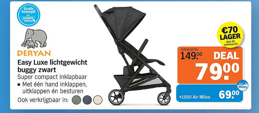 Easy Luxe lichtgewicht buggy zwart