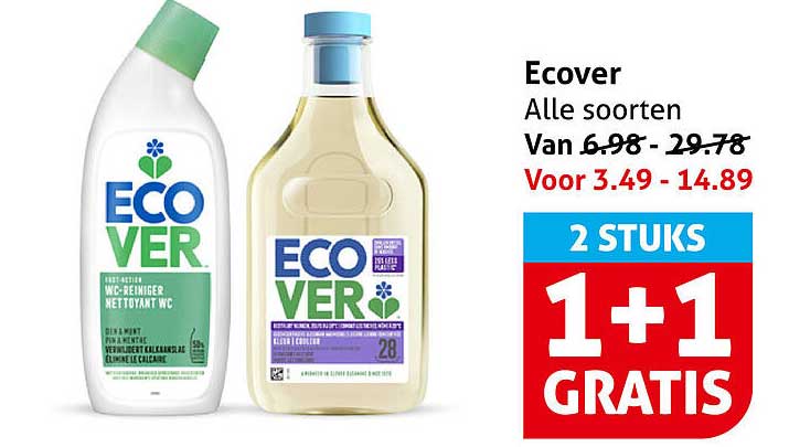 Ecover Alle soorten 2 STUKS 1+1 GRATIS