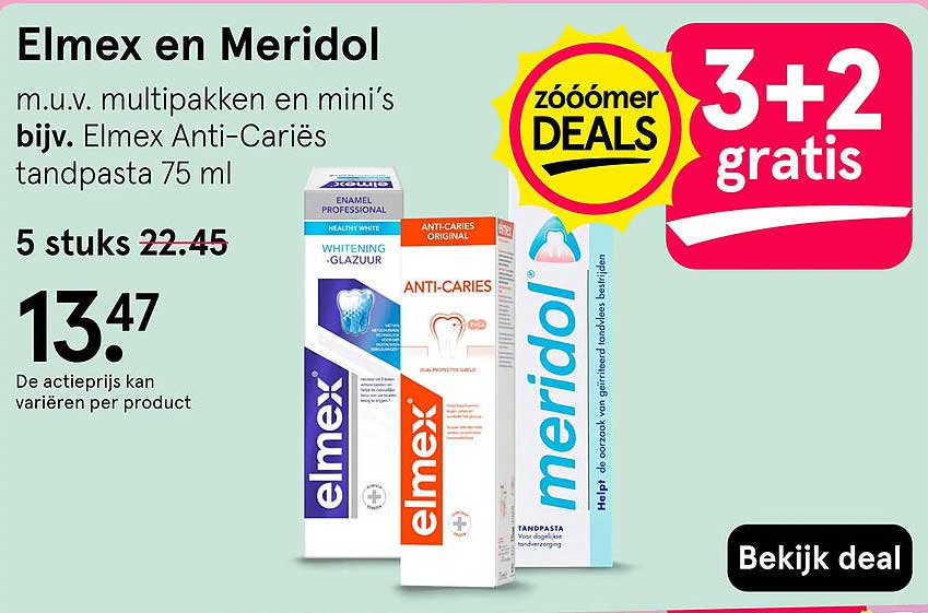 Elmex en Meridol 3+2 gratis