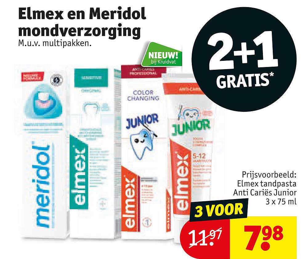Elmex en Meridol mondverzorging 2+1 gratis*