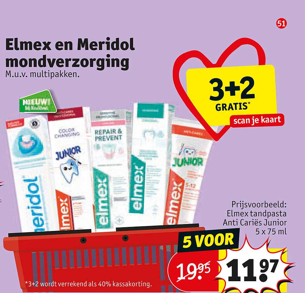 Elmex en Meridol mondverzorging M.u.v. multipakken. 3+2 GRATIS* scan je kaart