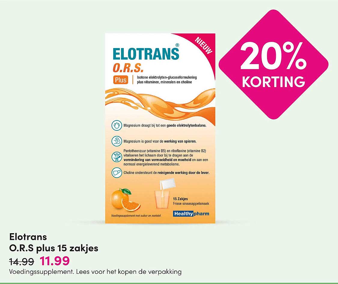 Elotrans O.R.S plus 15 zakjes