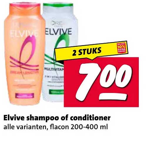 Elvive shampoo of conditioner alle varianten, flacon 200-400 ml 2 STUKS
