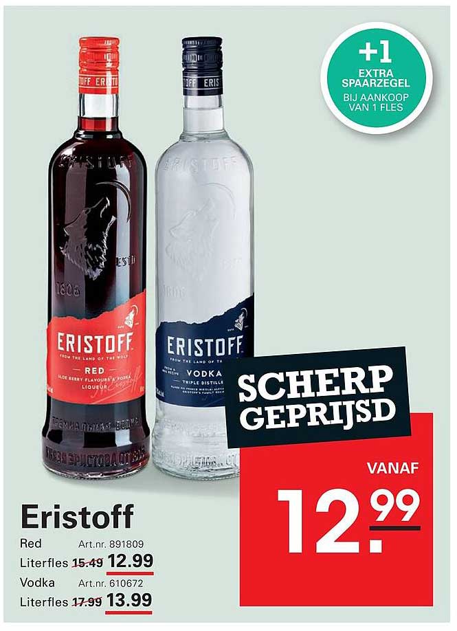 Eristoff Red & Vodka Literfles Scherp geprijsd vanaf 12.99