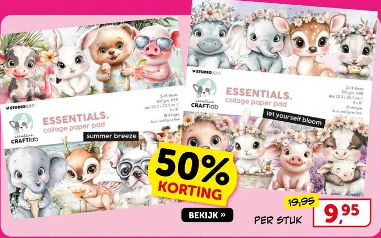 ESSENTIALS. collage paper pad 50% KORTING