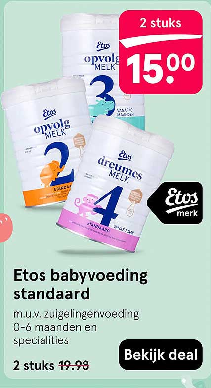 Etos babyvoeding standaard 2 stuks 15.00