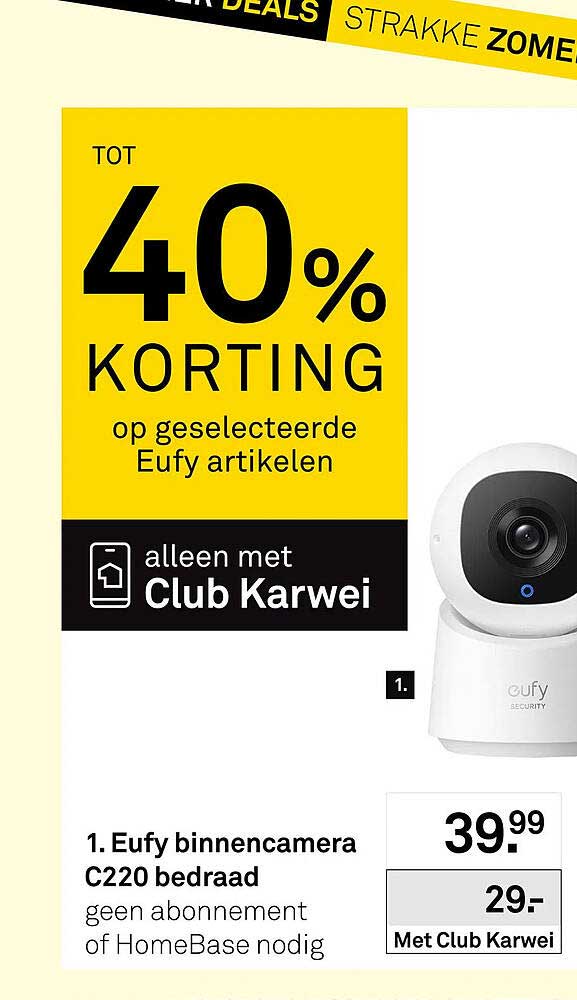 Eufy binnencamera C220 bedraad geen abonnement of HomeBase nodig