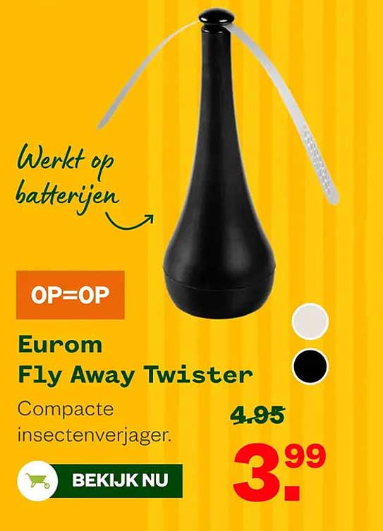 Eurom Fly Away Twister Compacte insectenverjager. OP=OP