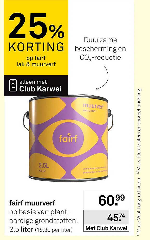 fairf muurverf op basis van plantaardige grondstoffen, 2.5 liter
