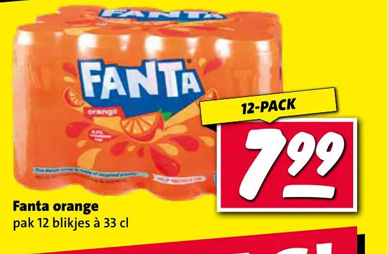 Fanta orange pak 12 blikjes à 33 cl