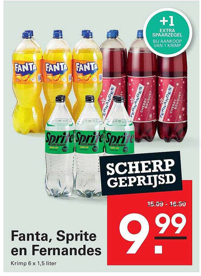 Fanta, Sprite en Fernandes Krimp 6 x 1,5 liter