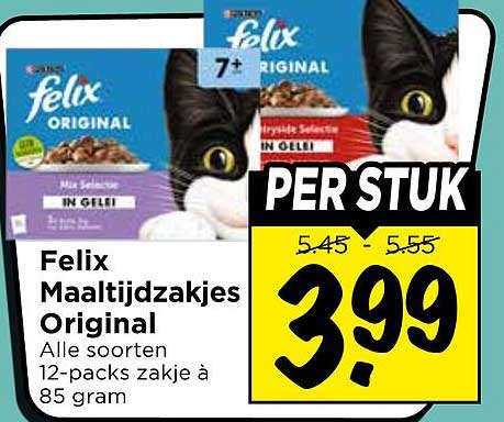 Felix Maaltijdzakjes Original Alle soorten 12-packs zakje à 85 gram PER STUK