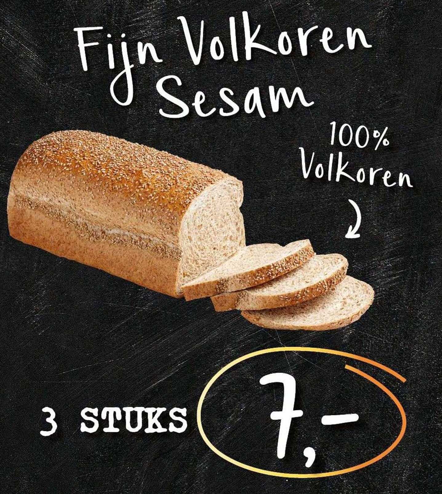 Fijn Volkoren Sesam 100% Volkoren 3 stuks