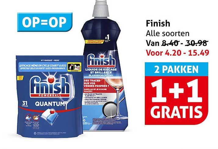 Finish Alle soorten 2 PAKKEN 1+1 GRATIS
