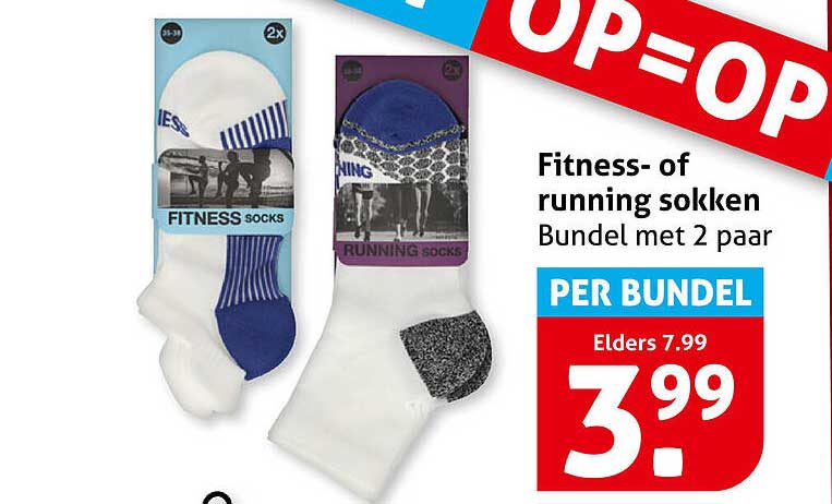 Fitness- of running sokken Bundel met 2 paar PER BUNDEL