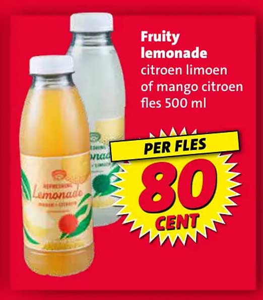 Fruity lemonade citroen limoen of mango citroen fles 500 ml