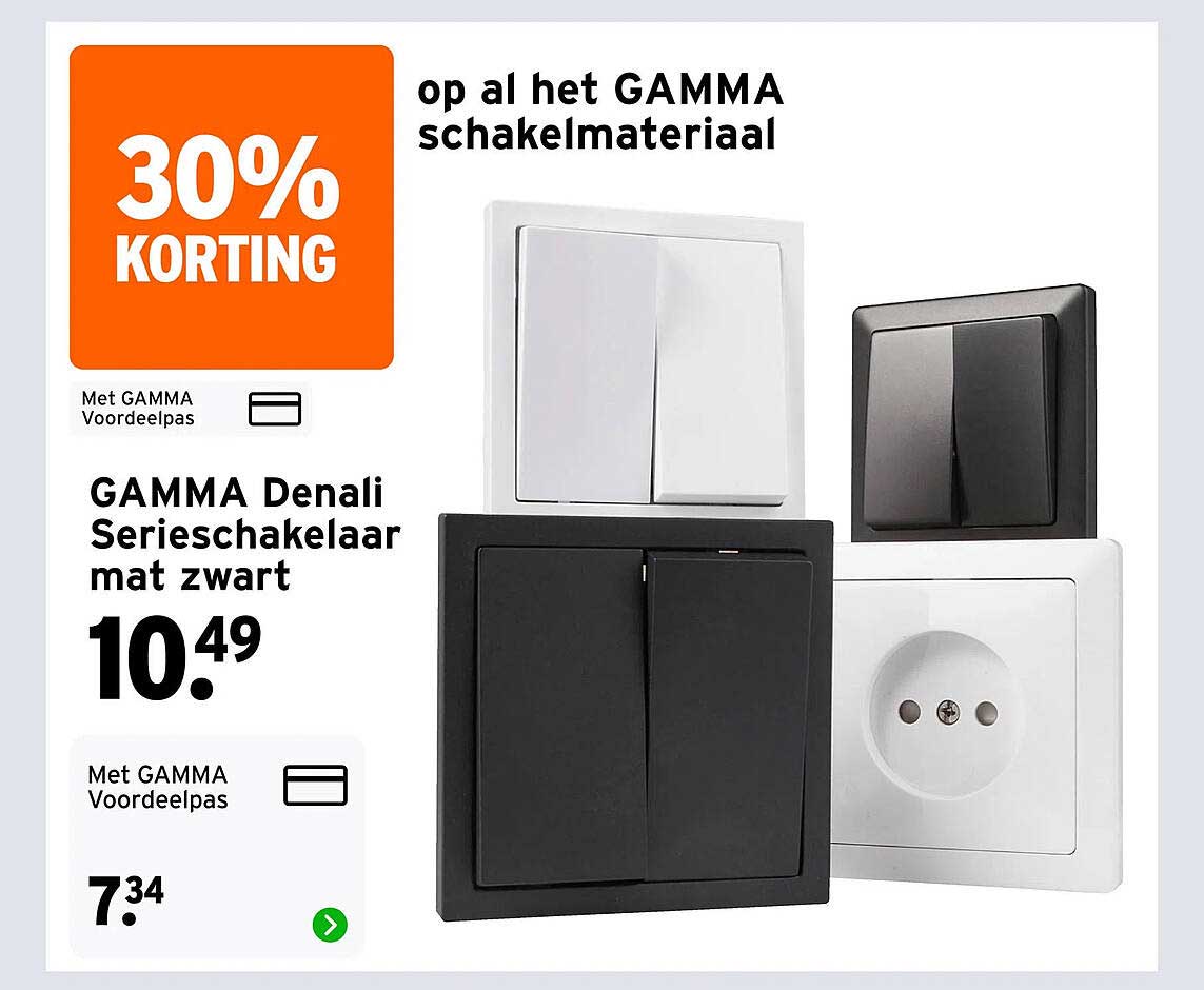 GAMMA Denali Serieschakelaar mat zwart
