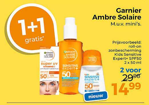 Garnier Ambre Solaire M.u.v. mini's. 1+1 gratis