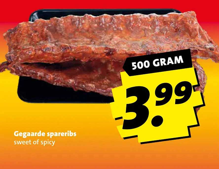 Gegaarde spareribs sweet of spicy