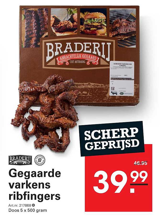 Gegaarde varkens ribfingers SCHERP GEPRIJSD