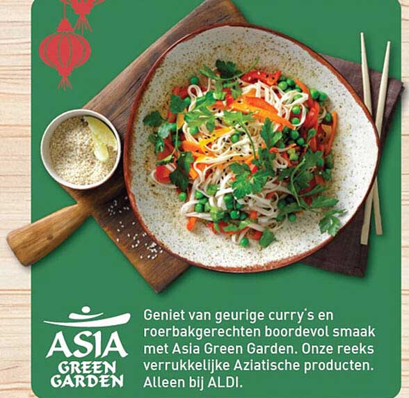 Geniet van geurige curry's en roerbakgerechten boordevol smaak met Asia Green Garden. Onze reeks verrukkelijke Aziatische producten. Alleen bij ALDI.