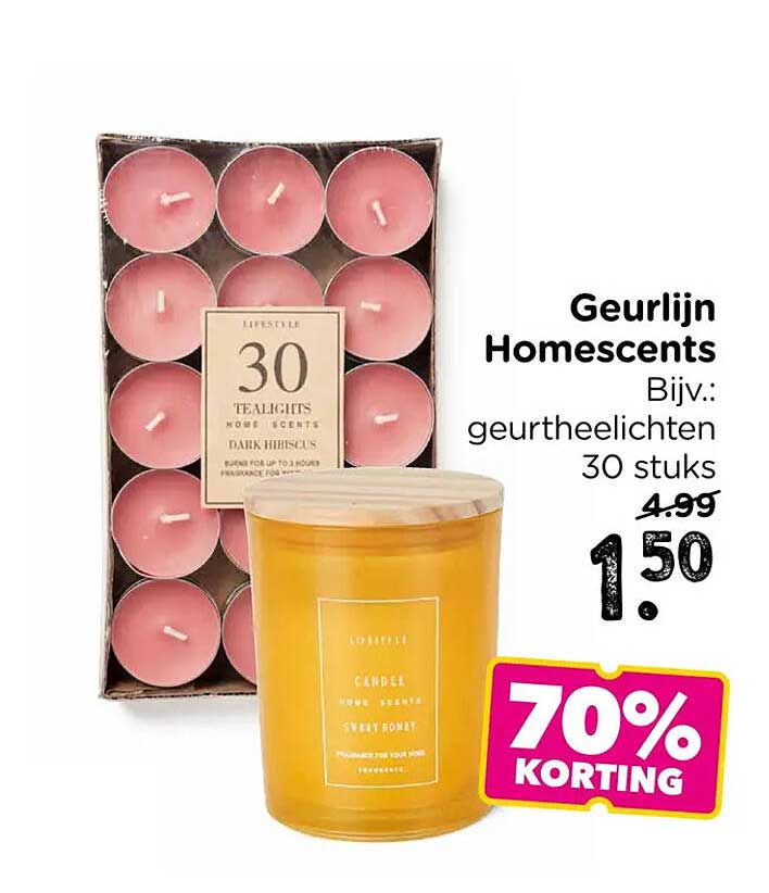 Geurlijn Homescents Bijv.: geurkaarsen 30 stuks 70% korting